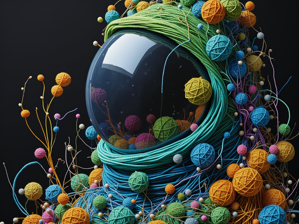 Astronaut in a jungle, cold color palette, muted colors, detailed, 8k, yarn art style